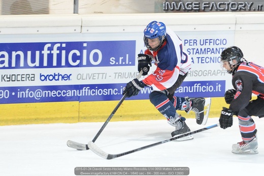 2015-01-24 Diavoli Sesto-Hockey Milano Rossoblu U14 0658 Matteo Quartuccio